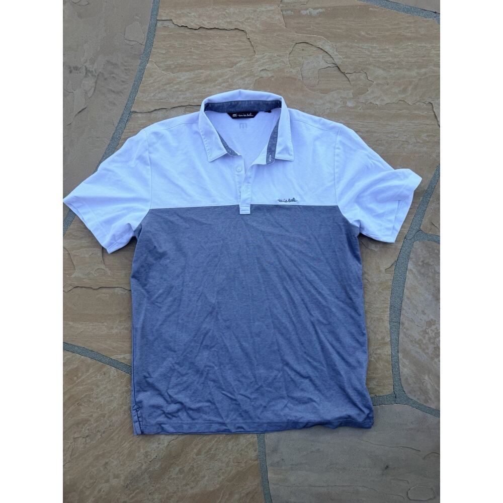 Travis Mathew Polo Shirt Mens Large White Golf Pullover Stretch Embroidered CC